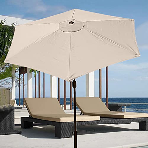 KHBNHJ Sun Umbrella Replacement Cloth, 2.7M Garden Parasol Canopy Cover for Patio Sun Umbrella, Market Table Umbrella Replacement Canopy Beige, 6