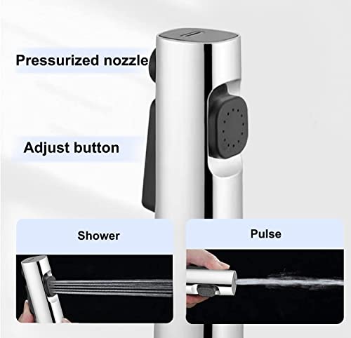 Hand Held Bidet Sprayer Dual Jet Mode Nozzle ABS Plastic Baby Cloth Diaper Spray Set with Faucet Dispenser Spring Hose Wall Mount Bracket