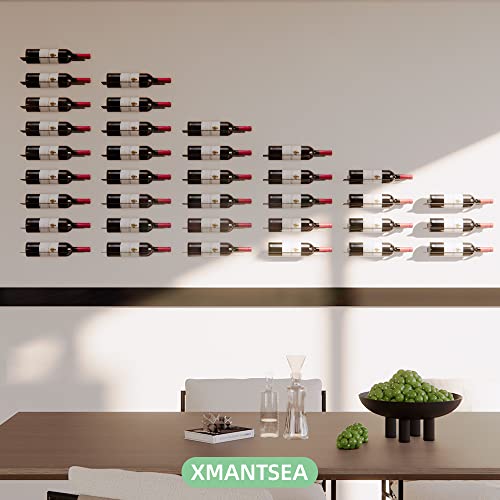 XMANTSEA Wine Rack Wall Mounted, Black Metal Iron Hanging Wine Bottle Holder, Wall Display Rack for Standard Wine Bottles, Rustic Wine Storage fo