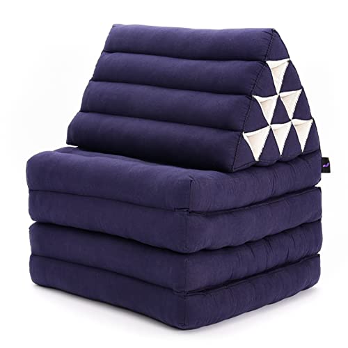 Leewadee 3-Fold Mat with Triangle Cushion – Comfortable TV Pillow, Foldable Mattress with Cushion Made of Eco-Friendly Kapok, 170 x 53 cm, black