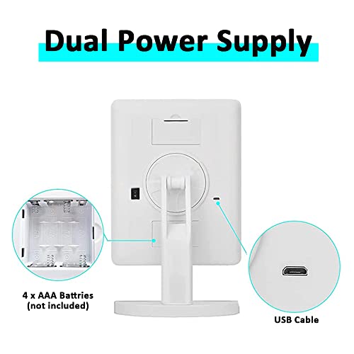 JARAGAR Light Up Mirror, 10X Magnifying 22 LED Vanity Mirror with Touch Sensor Dimming, Portable Make Up Mirror 360°Adjustable Rotation, Dual Pow