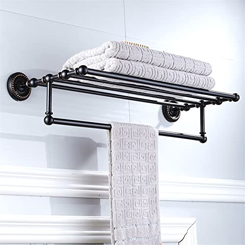 HIGOH Towel Racks, Bathroom Towel Rack Wall Mounted Towel Holder,Style Bathroom Brass New Bronze Bath Towel Rack, Towel Bar Wall Mount Shelf