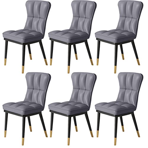 Kitchen Dining Room Furniture Chairs PU Leather Dining Chair Set Of 6 High Back Soft Seat Soft Padded Seat Kitchen Chair with Metal Chair Legs Fo