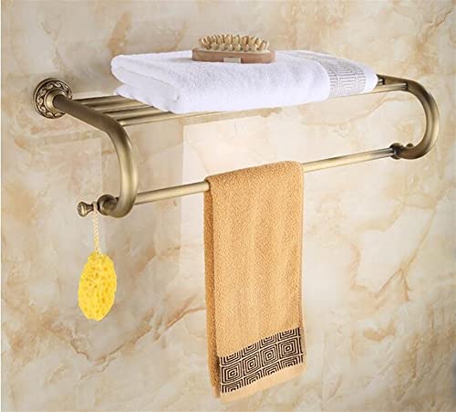 HIGOH Towel Racks,Bathroom Towel Rack Wall Mounted Towel Holder,Antique Bronze Brass Carved Bathroom Accessories,Bathroom Solid Brass Bath Hardwa