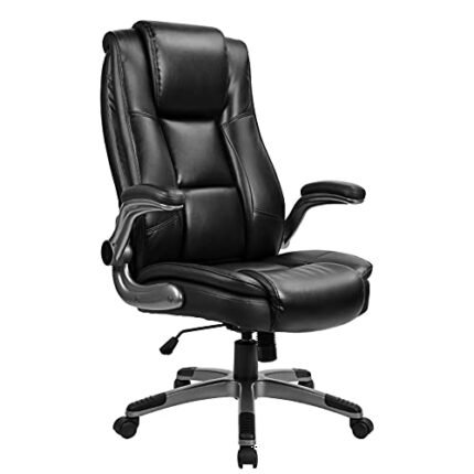 ACMELIFE Executive Office Chair, PU Leather Swivel Computer Desk Chair With Flip-up Armrest, Adjustable Height Extra Padded Ergonomic Chair High