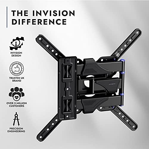 Invision TV Wall Bracket Mount for 22 24 28 32 34 40 43 50 Inch TV & Monitors VESA 100x100 to 400x400 Ultra Slim Tilt Swivel and Extends for 4K L