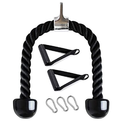 Tricep Push Pull Down Rope Cord, Come with Powerful Handle and Snap Hook Carabiner, Heavy Duty and Strong Texture for Arm Strength Training Combi