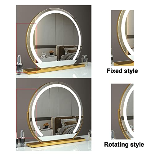 Led Semicircular wall mirror,bathroom mirror with lights, Touch Switch,5mm HD silver mirror,3 Colors Dimmable Brightness, Energy -saving,Can rota
