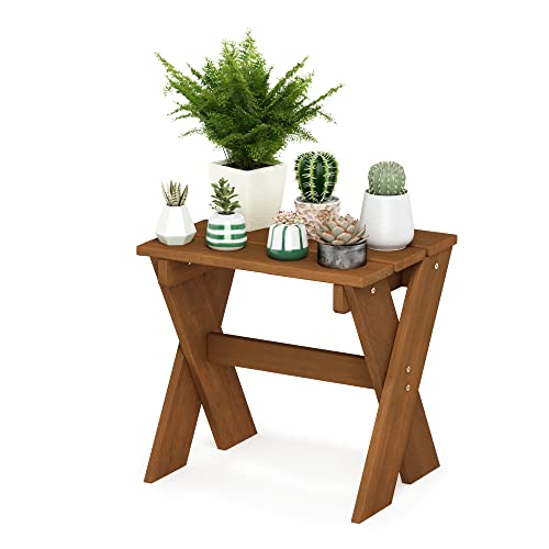 Furinno Side Table Flower Stand, Meranti Wood, Natural, 45.2 (W) x 43.9 (H) x 35.1 (D) cm