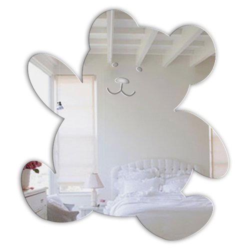 Mungai Mirrors 45cm Teddy Bear Acrylic Mirror, Silver, 354