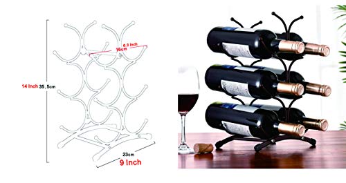KLGO Wine Rack for Countertop,Wine Storage Shelf for Pantry Cabinet,can Hold 6 Bottles,6 Bottles Countertop Stainless Steel Metal Red Wine Storag