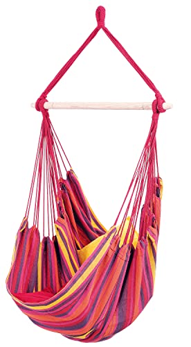 Laminvale Ltd AMAZONAS hanging chair Relax Vulcano weatherproof UV-resistant with wooden crossbar 85 cm to 120 kg colorful stripes