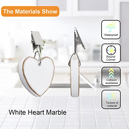 Morobor Tablecloth Weights Clips, 6pcs Heart Shape Stone Table Cloth Weights Metal Clip with Gilt Edge Design for Outdoor Picnic Family Dinner(Gr