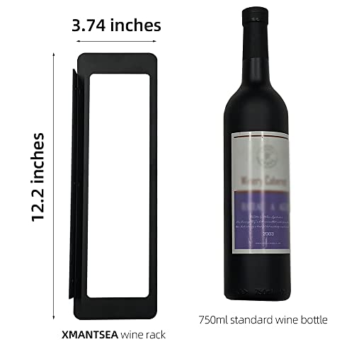 XMANTSEA Wine Rack Wall Mounted, Black Metal Iron Hanging Wine Bottle Holder, Wall Display Rack for Standard Wine Bottles, Rustic Wine Storage fo
