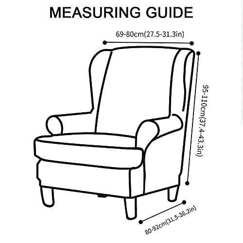 Highdi Wingback Chair Covers 2 Piece Stretch Wing Chair Slipcover, Solid color Jacquard Thicken Strandmon Sofa Cover Furniture Protector for Armc