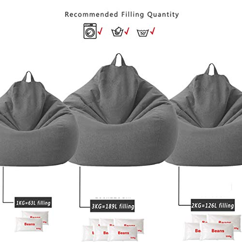 happytrade Bean Bag Chair Sofa Cover, Lazy Lounger Bean Bag Storage Chair Cover Without Filling (Grey 1, 70 * 80cm)
