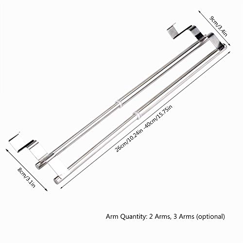 Over the Door Towel Rail,Double Layers Stainless Steel Telescopic Towel Holder for Cupboard Drawer Cabinet Rack Hanger Organizer Bathroom Kitchen