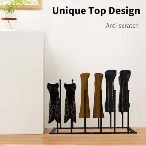 Modern Black Metal Boot Rack: Free Standing Boot Racks for Tall Boots Storage - Shoe Storage Fit for 6 Pairs