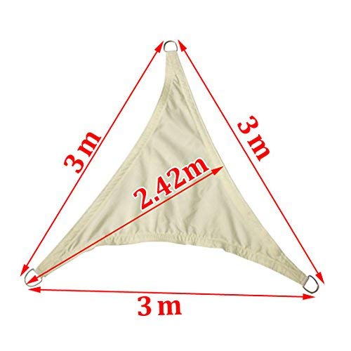 Greenbay Anti-UV Sun Shade Sail Garden Patio Party Sunscreen Canopy 98% UV Block Triangle Cream 3x3x3m