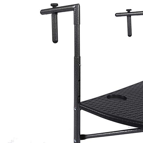 Chicreat 81008 Hanging Balcony Table, Foldable, Black