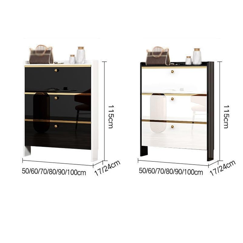 maozi Door -thin Shoe Cabinet Household Tipping Bucket Entrance Cabinet Door Hall Cabinet Large Capacity Storage Locker (Color : Argento, Size :