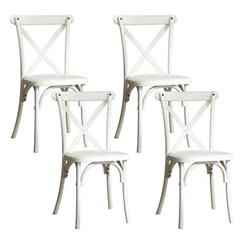 KEVINSPACE X-Back Chair Set of 4, Cross Back Chair for Kitchen, Dining Chair Furniture 4-Pack16.1" x17.3"x 35", White