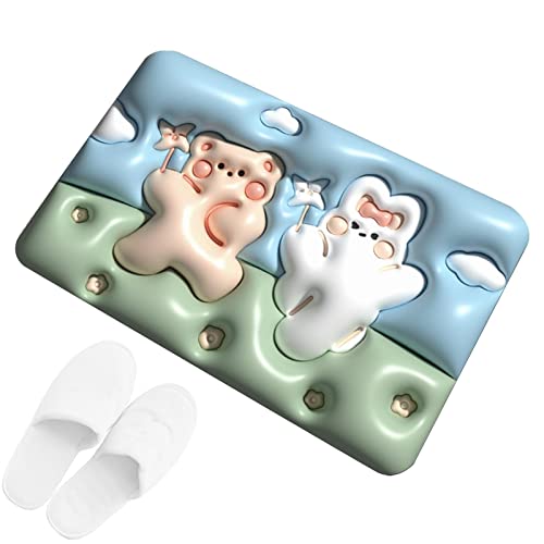 Tytlyworth Indoor Front Door Carpet - Soft, Super Absorbent 3D Bath Rugs | Cute Entrance Floor Mat Decoration, Quick Drying Floor Mats for Welcom