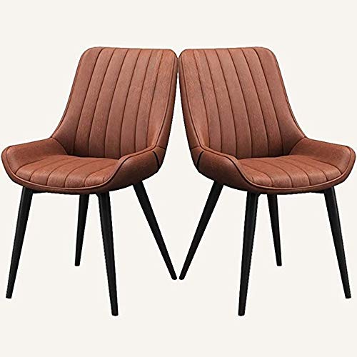 Modern Kitchen Dining Room Chairs PU Leather Dining Chairs Set Of 2 Kitchen Counter Chairs Leisure Living Room Corner Chairs With Metal Legs Seat