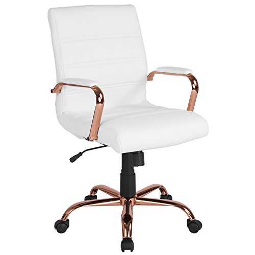 Flash Furniture Executive Office Chair, Ergonomic Office Chair, Contoured and Height Adjustable Leather Seat, Chrome Arms and Tilt Lock Lever, Bl