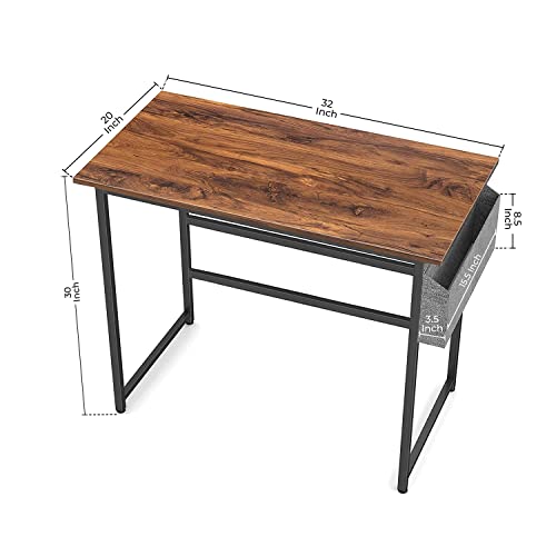 GROSSē Computer Desk 81 cm, Home Office Small Writing Study Desk, Modern Simple Style Laptop Table with Storage Bag, Simple Assembly, Industrial
