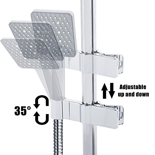 Shower Head Holder Clamp 35°Rotation Adjustable Shower Head Bracket No Drilling Universal 20-29mm Shower Holder Bracket Replacement for Bathroom