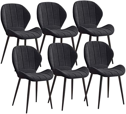 Modern Kitchen Dining Room Chairs Set Of 6 Velvet Dining Chairs Soft Seat With Black Metal Legs Kitchen Chairs For Kitchen Restaurant Modern Offi