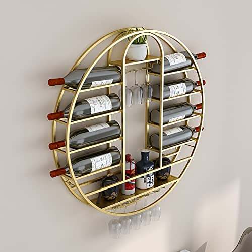 EYLINK Wall-Mounted Wine Racks, Bar Unit Metal Floating Shelves, Simple Hanging Goblet Rack With Partitions, Wine Rack For Wine Bottles Liquor Bo