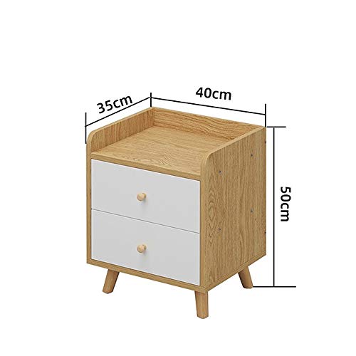 LUKEO Solid Wood Bedside Cabinet Side Cabinet Bedroom Household Storage Cabinet, Double Drawer Design Bedside Cabinet