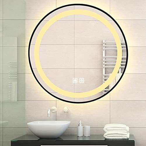 LED Circle Bathroom Mirror, light up mirror for makeup,Anti-Fog Wall Mounted Lighted,have Smart Touch Switch, Temperature Adjustable, Easy to Ins
