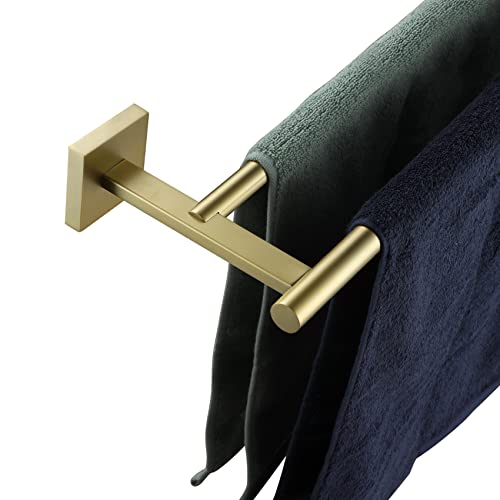 KOKOSIRI Towel Bar Bathroom Towel Holder Double Rails for Bath Kitchen Cabinet Towel Shelf 20 Inch Brushed Gold Stainless Steel B5005BG-L20