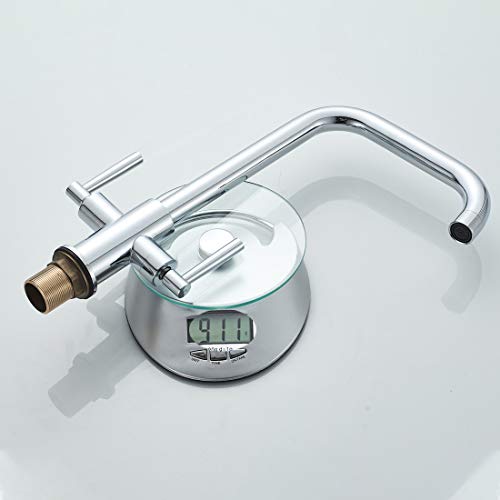 Luckyhome Kitchen Mixer Taps,Monobloc Dual Lever Chrome Brass Kitchen Sink Tap Faucet