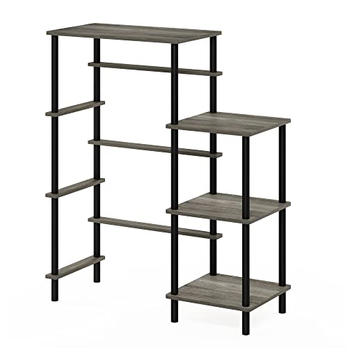 Furinno Turn-N-Tube 3-Tier Toolless Kitchen Storage Shelf, French Oak Grey/Black