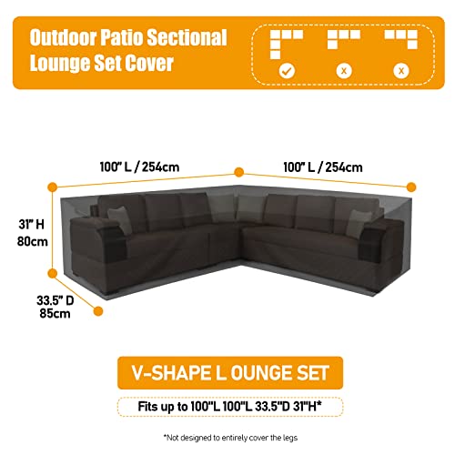 Garden Furniture Covers Waterproof V shaped,lounge & cocktailsessel Rattan Corner Sofa Covers for Outdoor patio Sectional cover,Heavy Duty 600D O