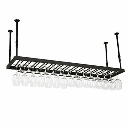 Ceiling Wine Rack Vintage Iron Industry Stylish Simplicity Wine Glass Holder Household Goblet Bracket Bar Float Rack, Adjustable Kitchen Cutlery