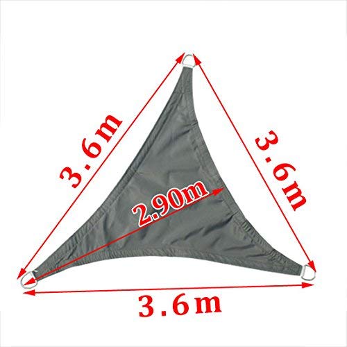 Greenbay Anthracite Patio Anti-UV Shade Sail - 3.6x3.6x3.6m Triangle - Gazebo Sail Awning Canopy