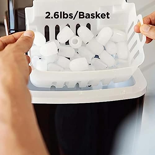 Shykey countertop ice machine Ice Makers Countertop 9 Cubes Ready in 6 Mins 26lbs in 24Hrs Self-Cleaning Ice Machine with Ice Scoop and Basket ic