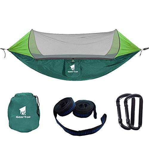 GEERTOP Hammock with Mosquito Net, Breathable Lightweight Hammocks with Tree Straps for Backpacking, Camping, Travel, Beach, Yard
