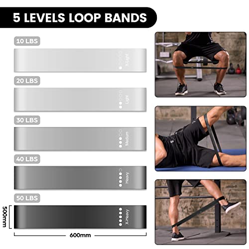 Odoland Resistance Bands Set Workout Bands with 5 Stackable Exercise Bands, 4 Resistance Loop Bands, Door Anchors, Handles and Ankle Straps for H