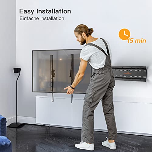 Perlegear TV Wall Bracket for 26-60 inch TVs up to 52kg, Sturdy Tilt TV Bracket with VESA 75x75-400x400mm, 55 Inch Slim TV Wall Mount with Safe P