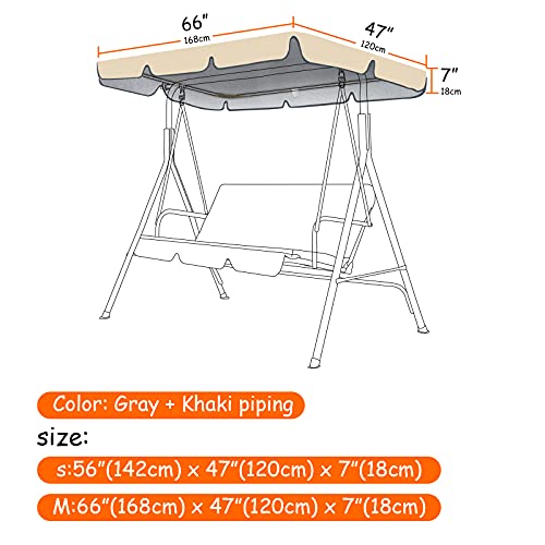SOKINGCOVER Replaceable Swing Canopy, Khaki, Swing Ceiling Replacement Cover 168 x 120 x 18cm