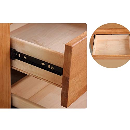 JYDQM Natural Wood Color Solid Wood Bedside Table, Bedroom Double Drawer Design Bedside Table