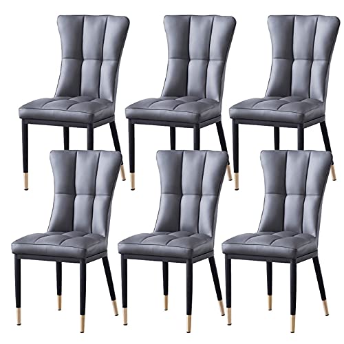 Kitchen Dining Room Furniture Chairs Dining Chairs Set Of 6 Matte PU Leather Upholstered Kitchen Side Chairs Mid Century Modern Metal Leg Living