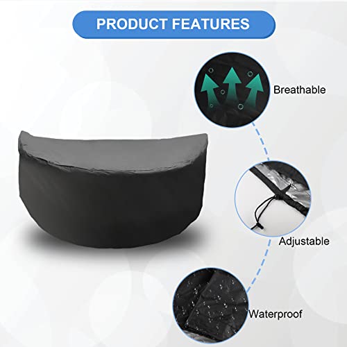 LALAGO Oval Sun Island Cover, Thick Protective Cover, Sun Island Semi-Round Oxford Fabric, Adjustable Garden Island Cover, Waterproof Garden Loun