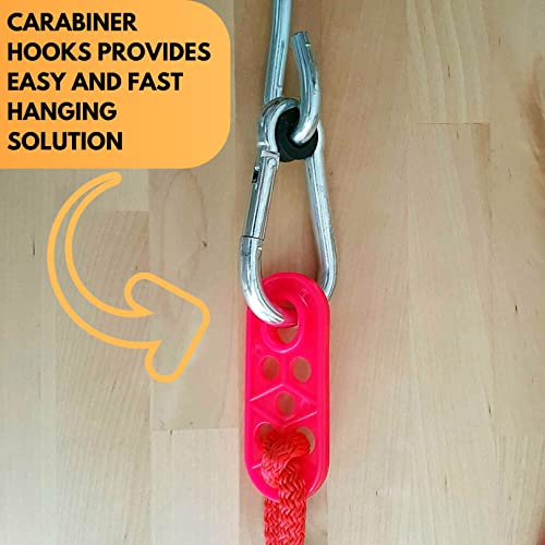 Pair of Heavy Duty Swing Hook Hangers 150mm Long M10 Galvanized - Hammock Hooks Heavy Duty with Stainless Steel Carabiner, Nuts and Washers - Gar
